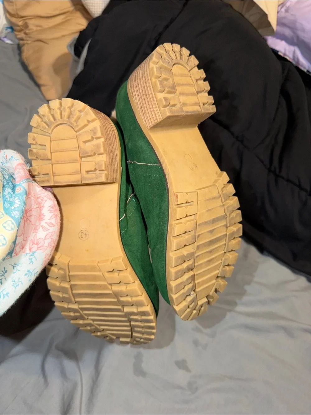 Green Suede Shearling-Lined Women's Winter Boots